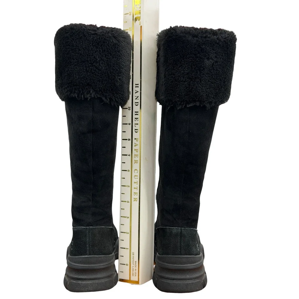 Religious Comfort Stranger Cuff Boot Women SZ 7 Black Waterproof Faux Fur Suede